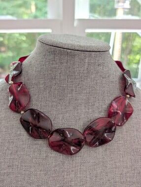 Vintage 90s Chunky Swirled Acrylic Beaded Layering Retro Collar Necklace